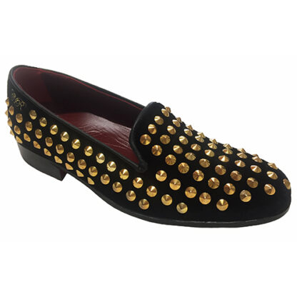 Slippers con borchie in velluto - immagine 3