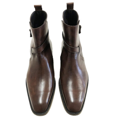 Stivaletti vintage con fibbia in pelle - immagine 4