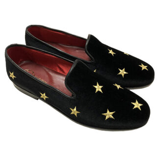 Slippers in velluto con ricamo stelle