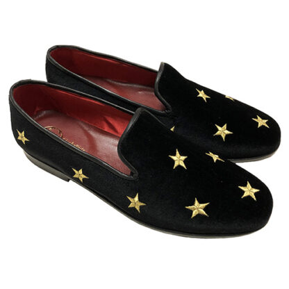 Slippers in velluto con ricamo stelle