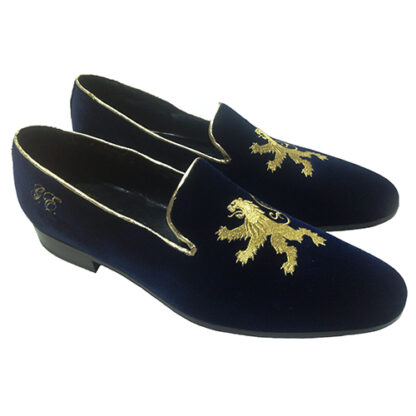 Slippers in velluto con ricamo grifone - immagine 4